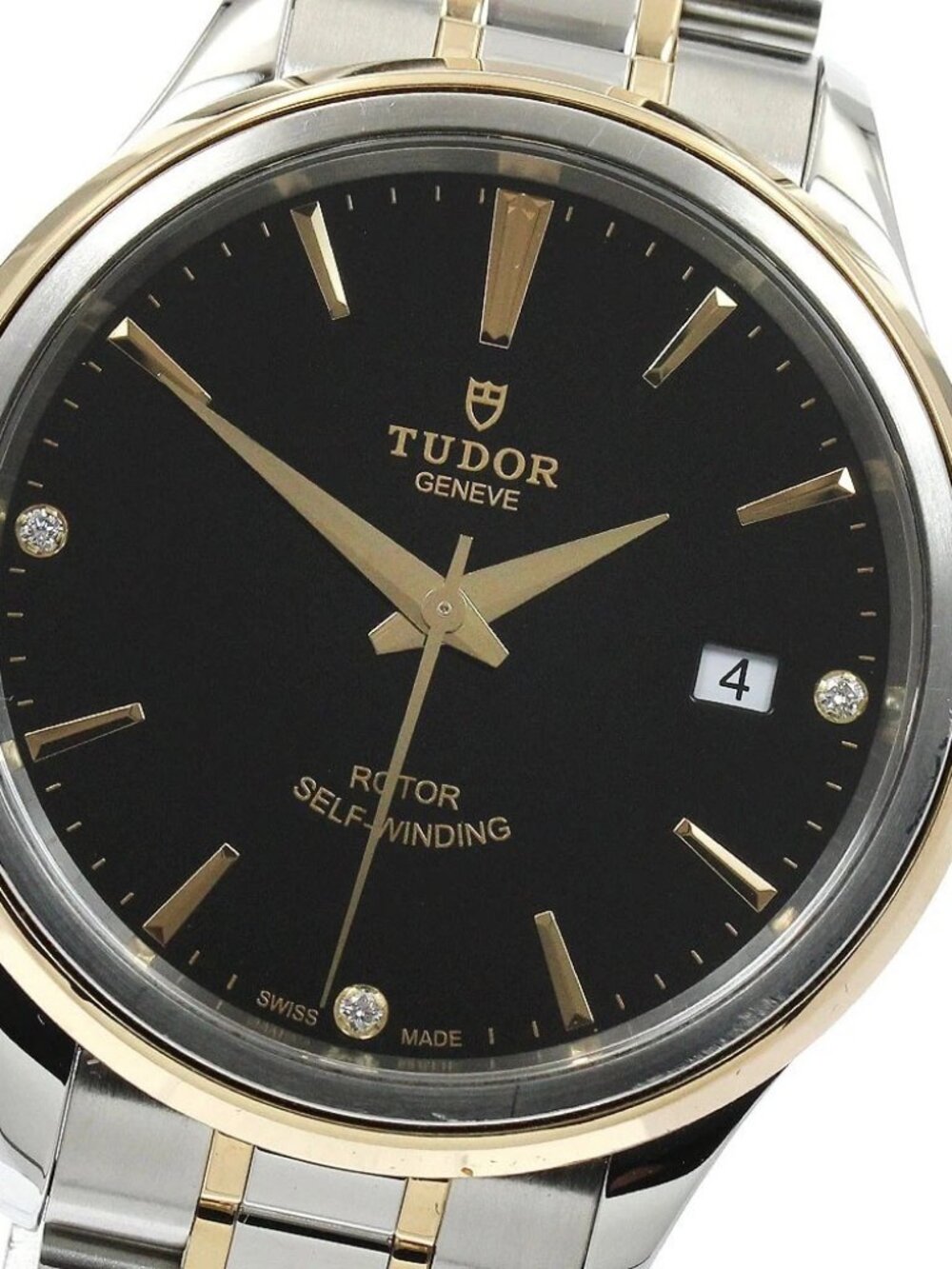 TUDOR style 12503 YG2 tone 3P diamond black Dial Automatic Men's Watch